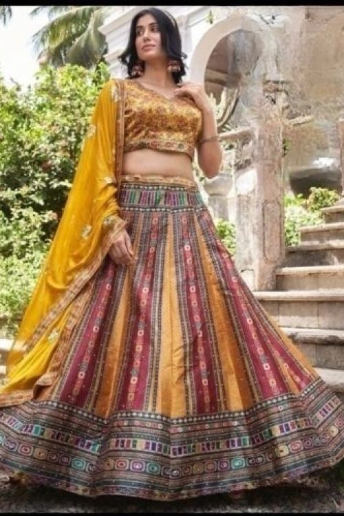 Mirrorwork Multicolor Lehenga Set
