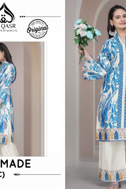 Turkey Imported Blue & White Digital Printed Co-ord Set | Premium Crepe | Flat 74% Off