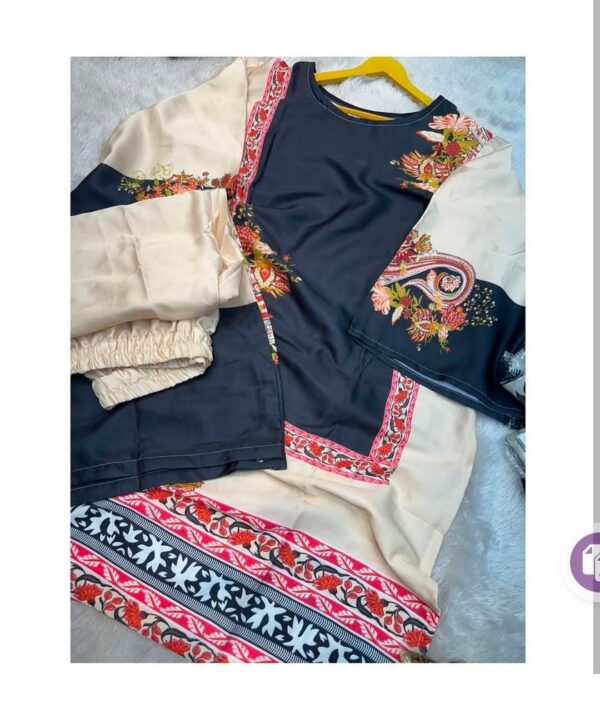 Turkey Imported Natural Crepe Digital Print Co-ord Set – Beige & Plum (XL & XXL) | Flat 75% Off - Image 3