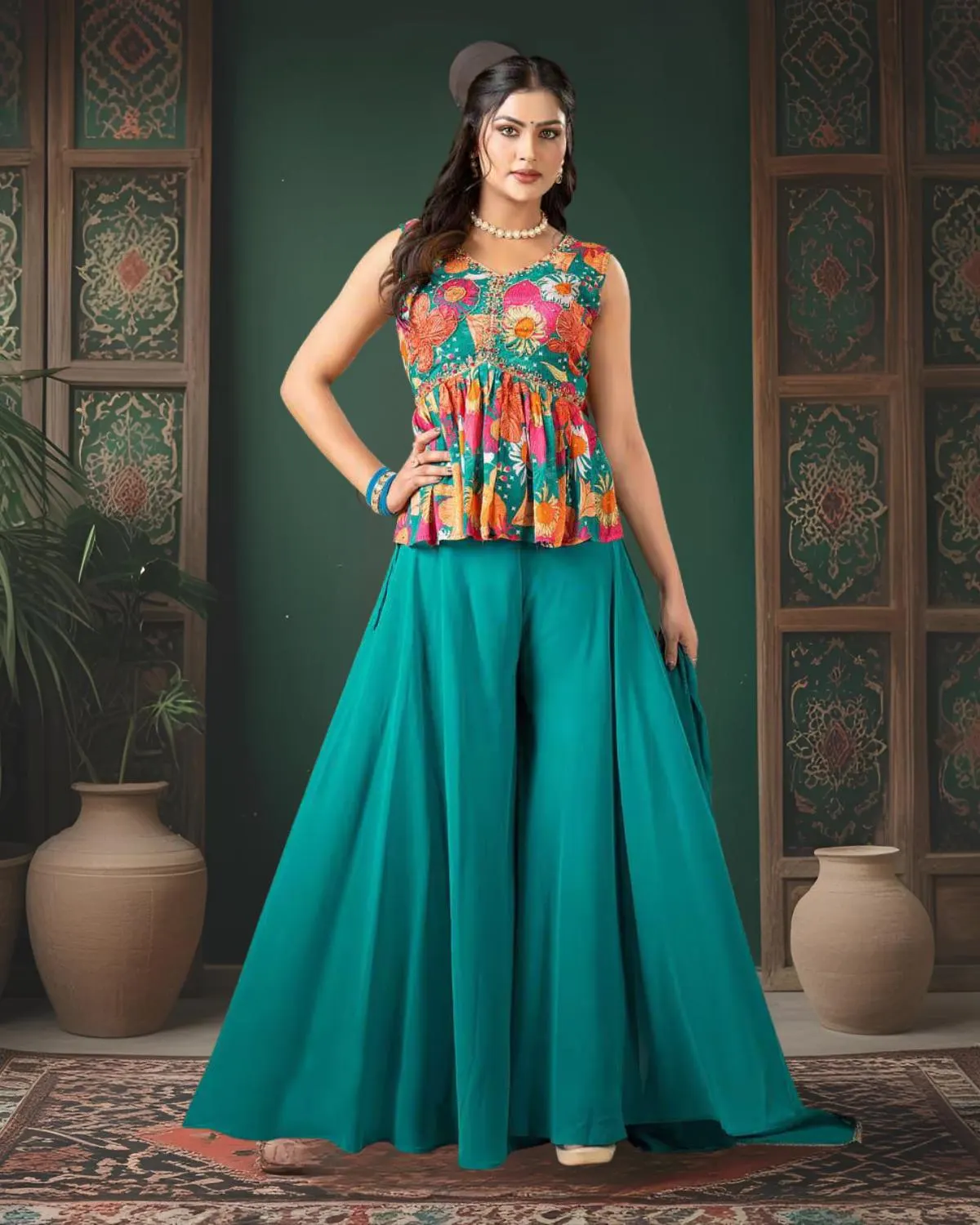 Exclusive Peplum Top with Sharara Pants – Indian Partywear Outfit